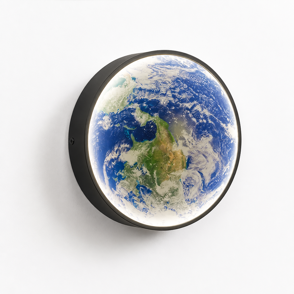 Modern Black Iron LED Moon Wall Sconce