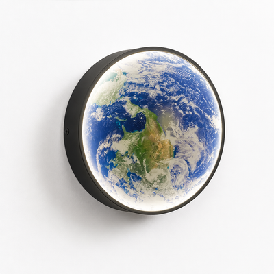 Modern Black Iron LED Moon Wall Sconce