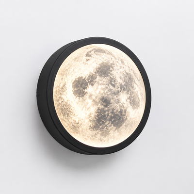 Modern Black Iron LED Moon Wall Sconce