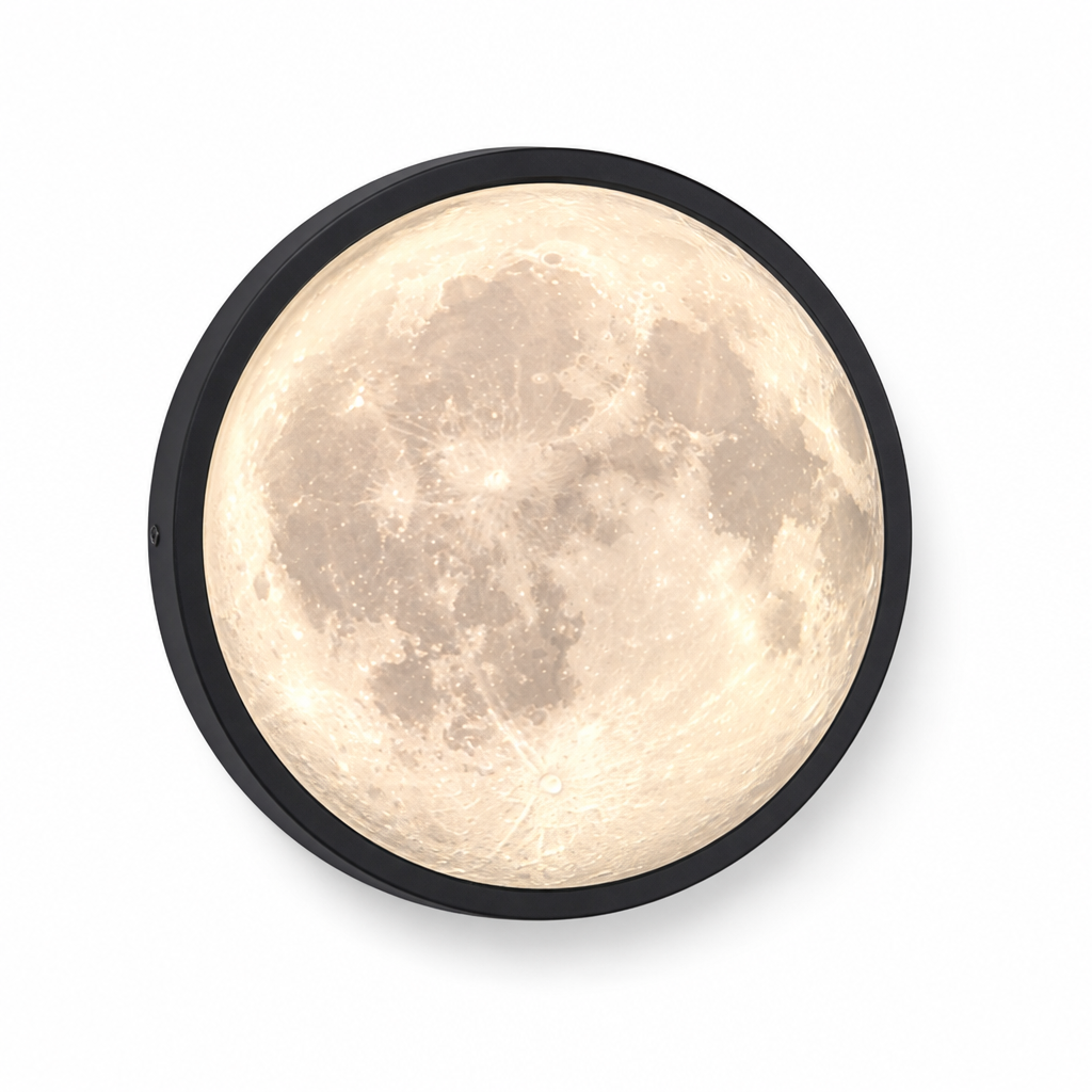 Modern Black Iron LED Moon Wall Sconce