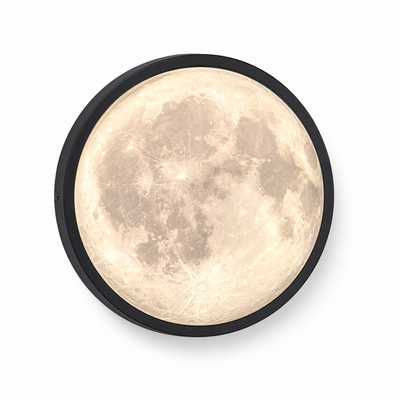 Modern Black Iron LED Moon Wall Sconce