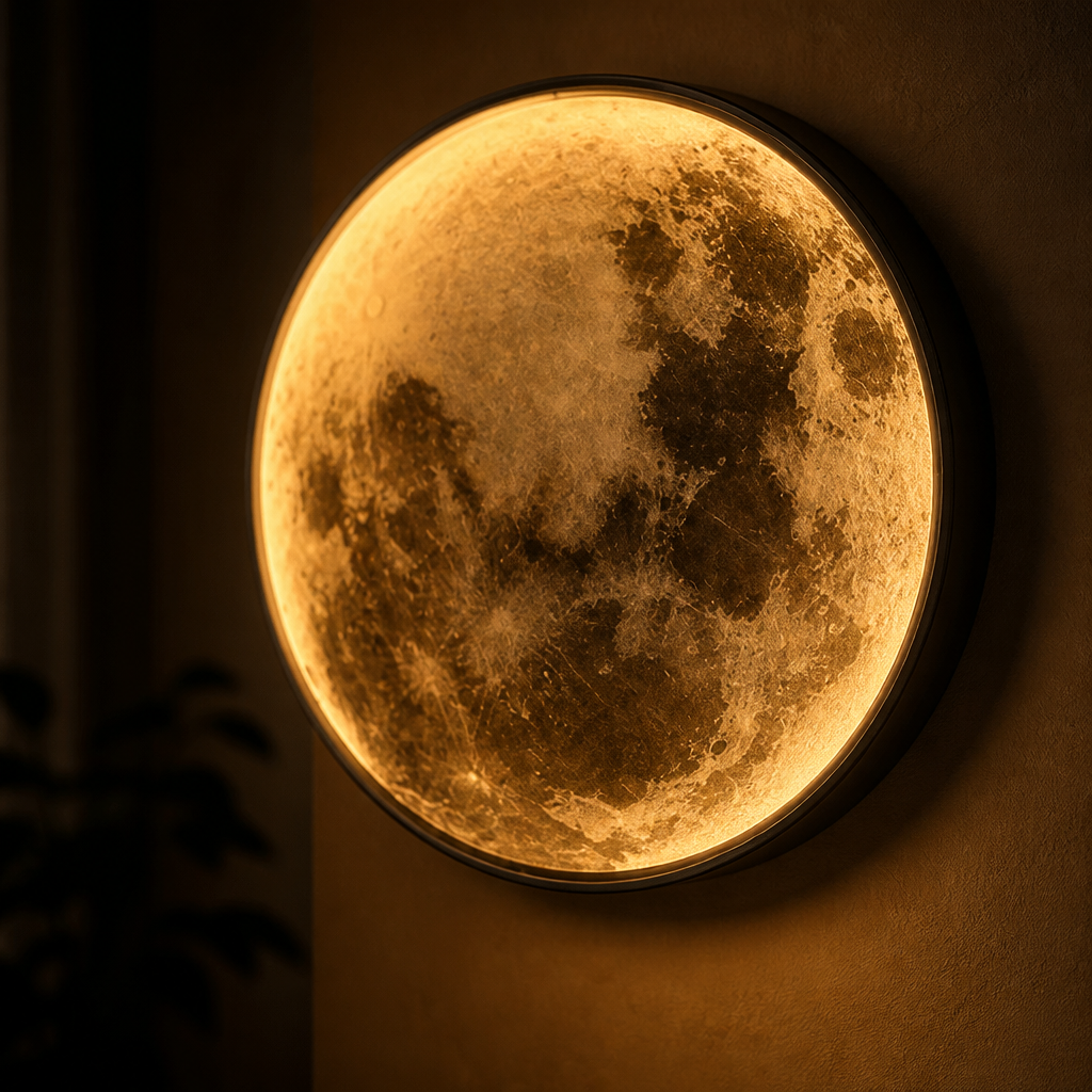 Modern Black Iron LED Moon Wall Sconce