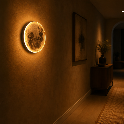 Modern Black Iron LED Moon Wall Sconce
