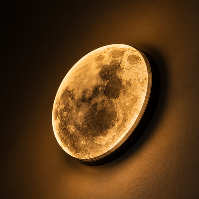 Modern Black Iron LED Moon Wall Sconce