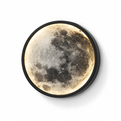 Modern Black Iron LED Moon Wall Sconce