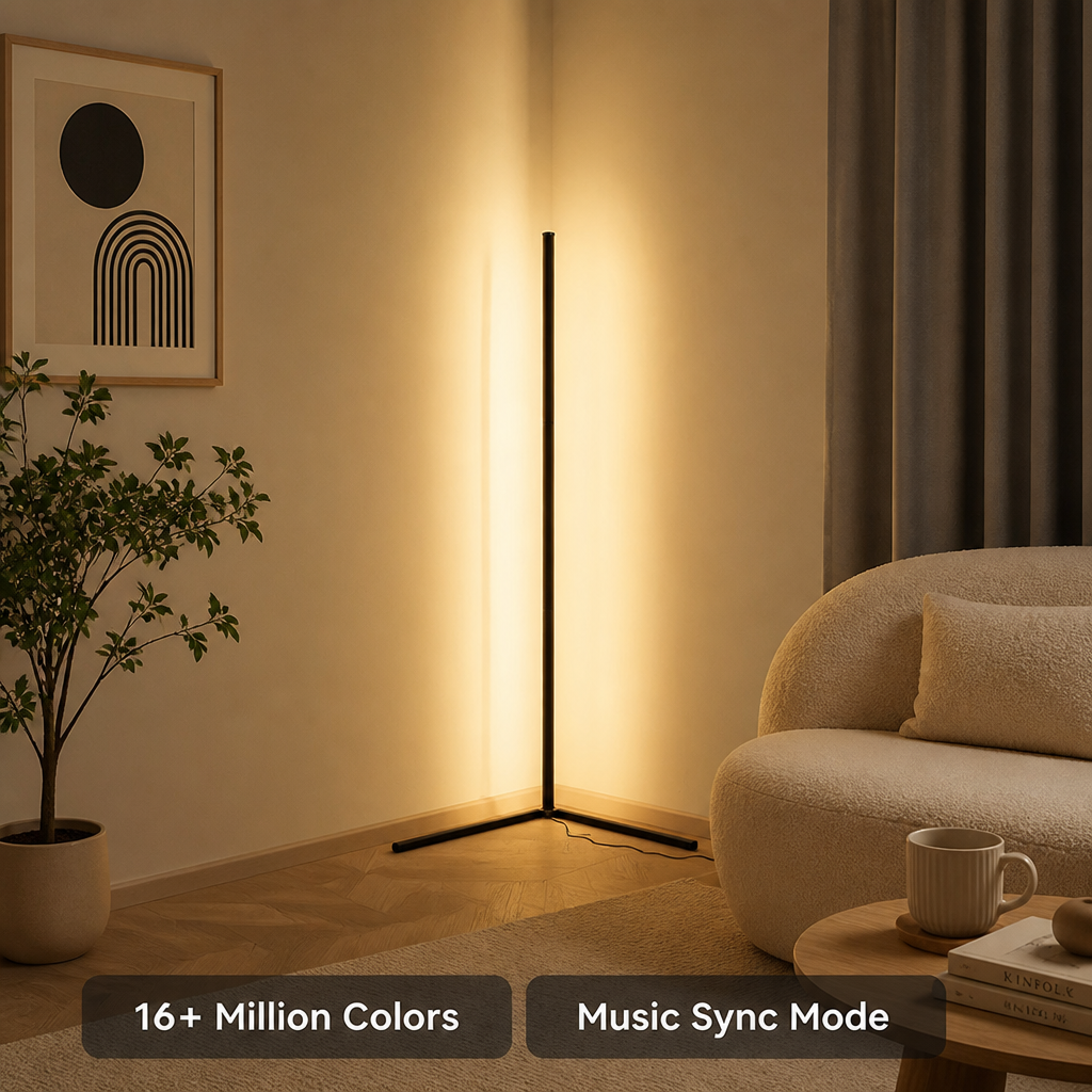 Modern Black LED Corner Floor Lamp