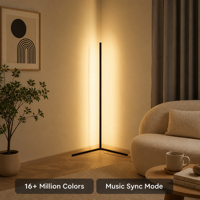 Modern Black LED Corner Floor Lamp