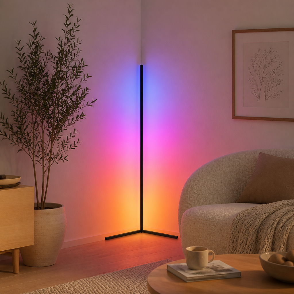 Modern Black LED Corner Floor Lamp