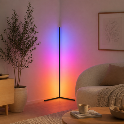 Modern Black LED Corner Floor Lamp