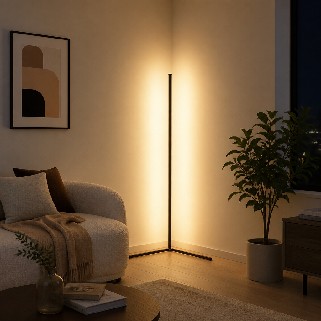 Modern Black LED Corner Floor Lamp