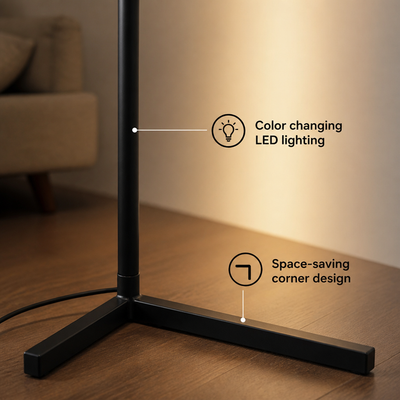 Modern Black LED Corner Floor Lamp