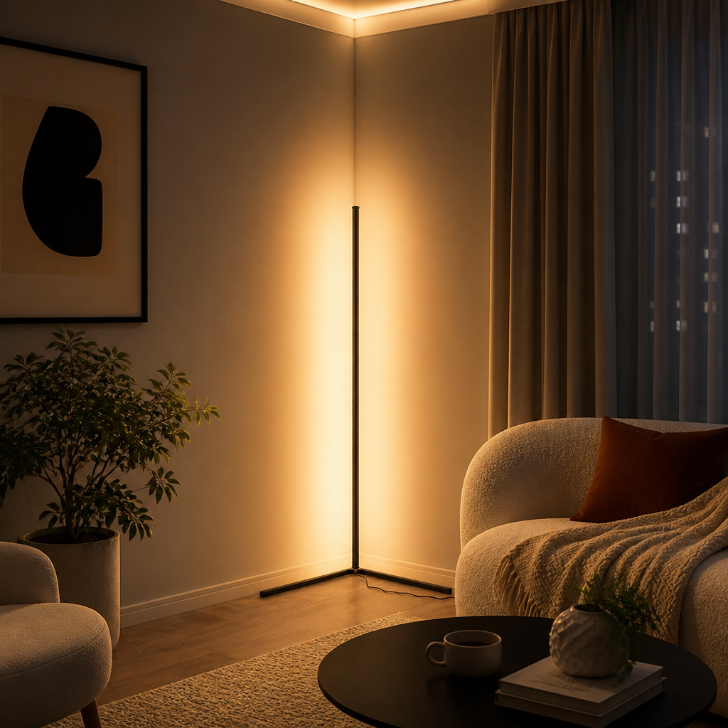 Modern Black LED Corner Floor Lamp