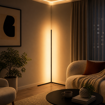 Modern Black LED Corner Floor Lamp