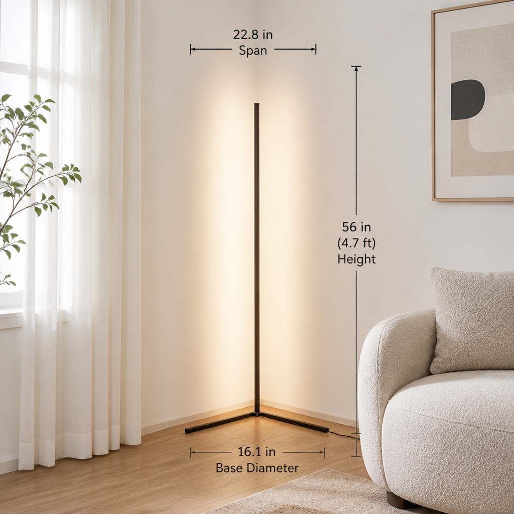 Modern Black LED Corner Floor Lamp