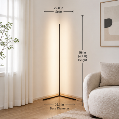 Modern Black LED Corner Floor Lamp