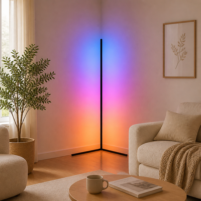 Modern Black LED Corner Floor Lamp