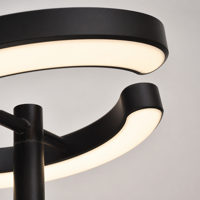 Modern Black LED Dual Ring Floor Lamp