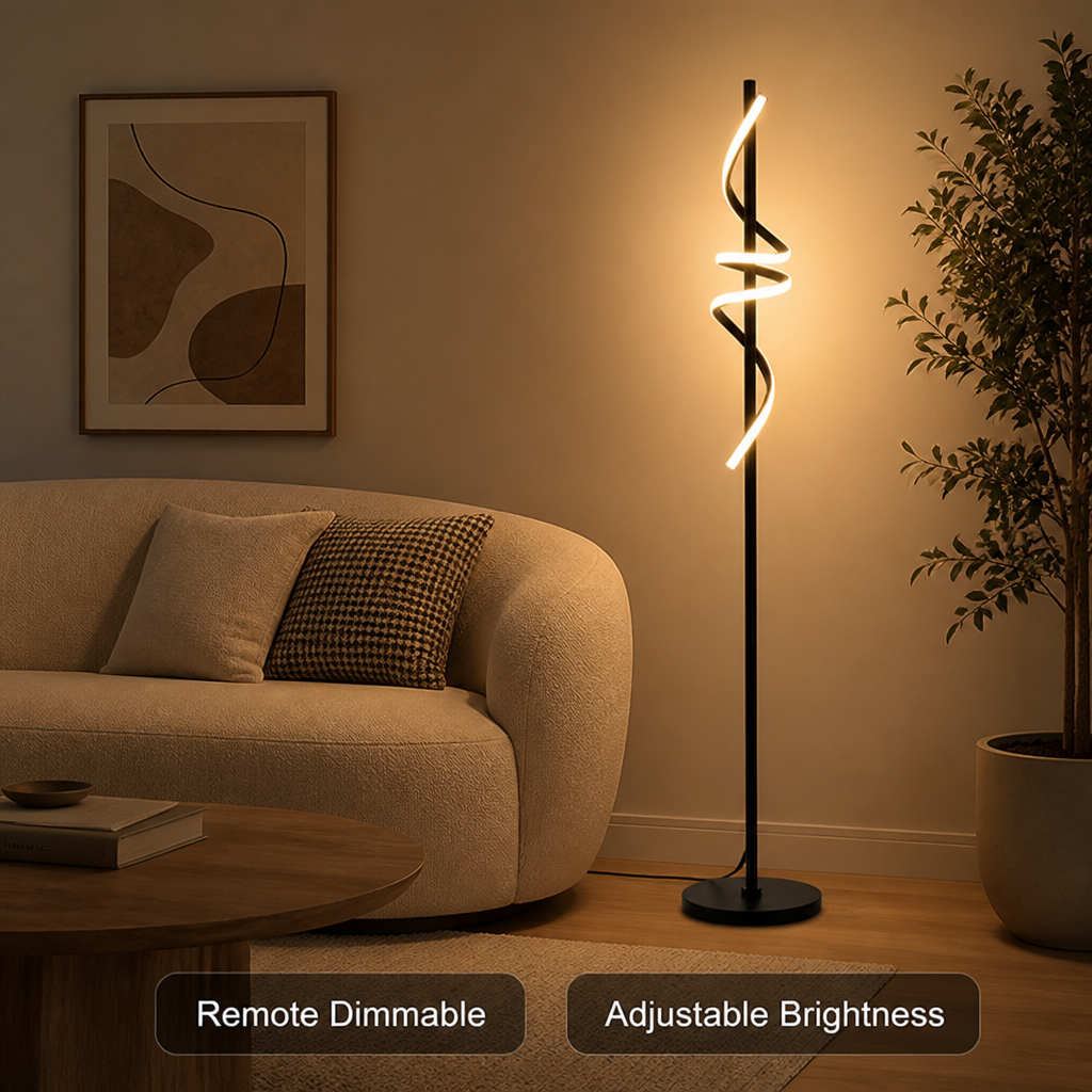 Modern Black LED Spiral Floor Lamp