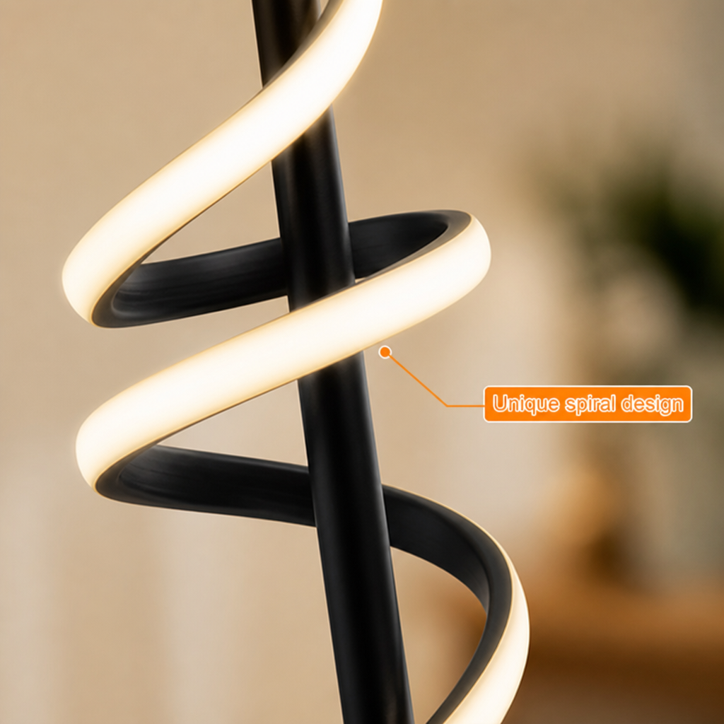 Modern Black LED Spiral Floor Lamp