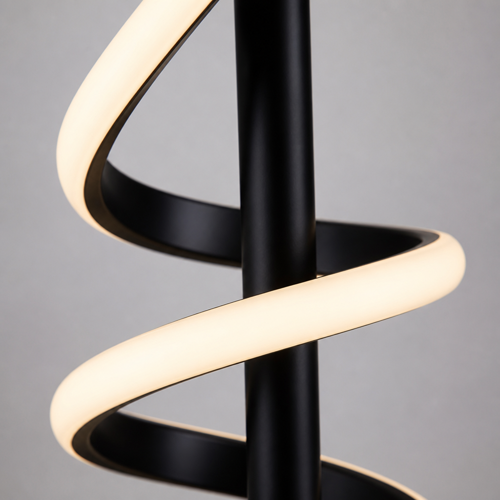 Modern Black LED Spiral Floor Lamp