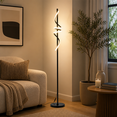 Modern Black LED Spiral Floor Lamp
