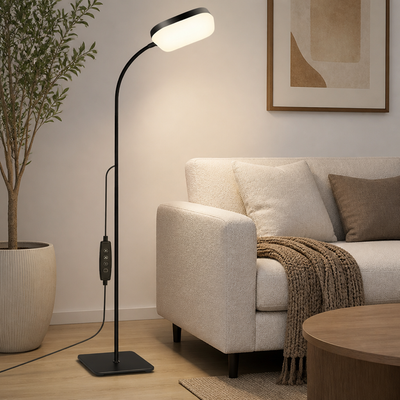 Modern Black Metal LED Gooseneck Floor Lamp
