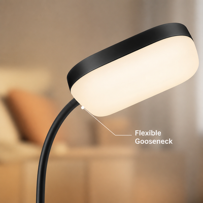 Modern Black Metal LED Gooseneck Floor Lamp