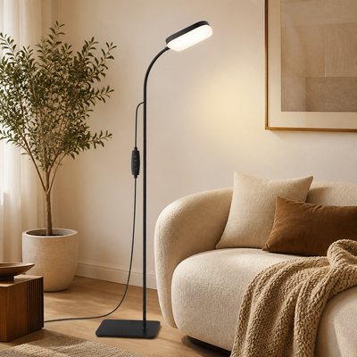 Modern Black Metal LED Gooseneck Floor Lamp