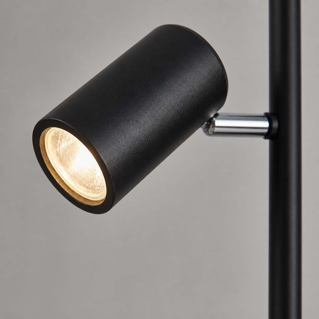 Modern Black Metal Swivel-Head Floor Lamp