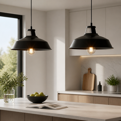 Modern Black & White Circular Pendant Light