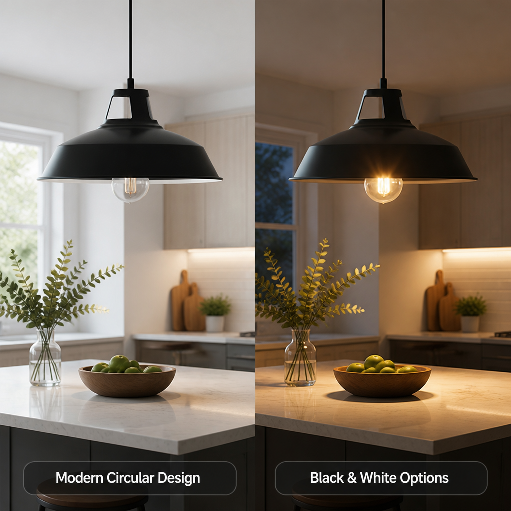 Modern Black & White Circular Pendant Light