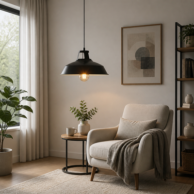 Modern Black & White Circular Pendant Light