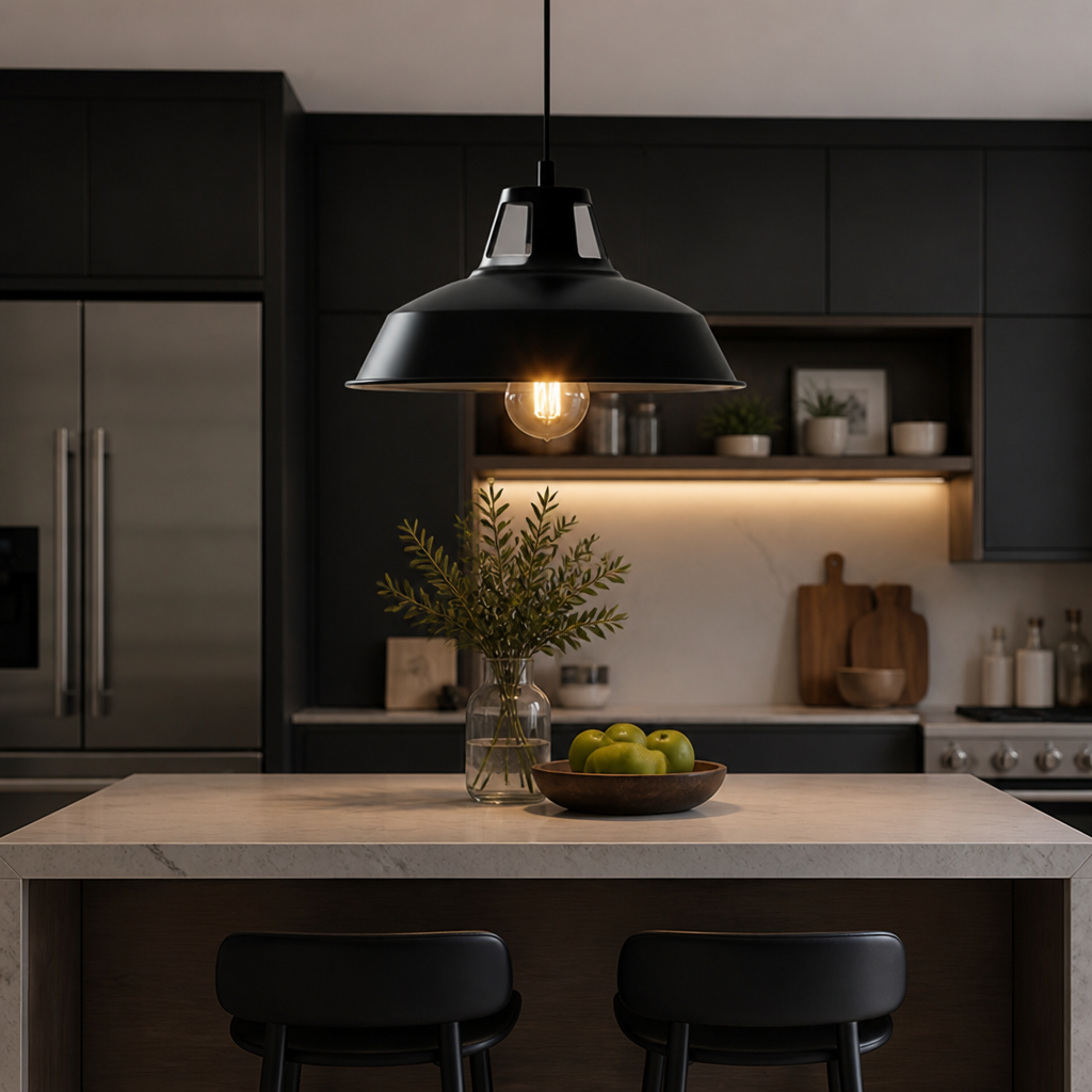 Modern Black & White Circular Pendant Light