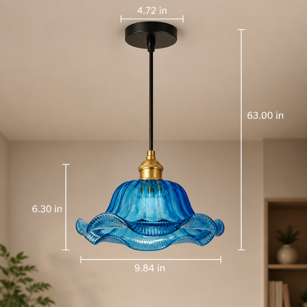 Modern Blue Glass Round Pendant Light