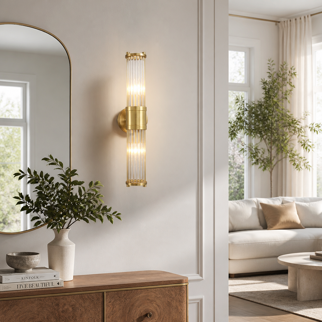 Modern Brass Crystal LED Dimmable Wall Sconce