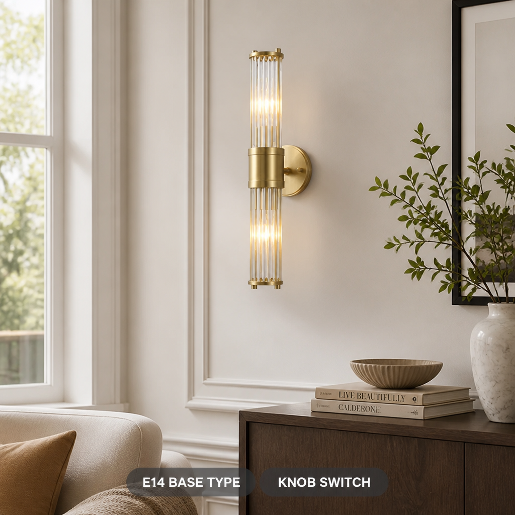 Modern Brass Crystal LED Dimmable Wall Sconce
