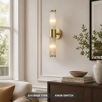 Modern Brass Crystal LED Dimmable Wall Sconce