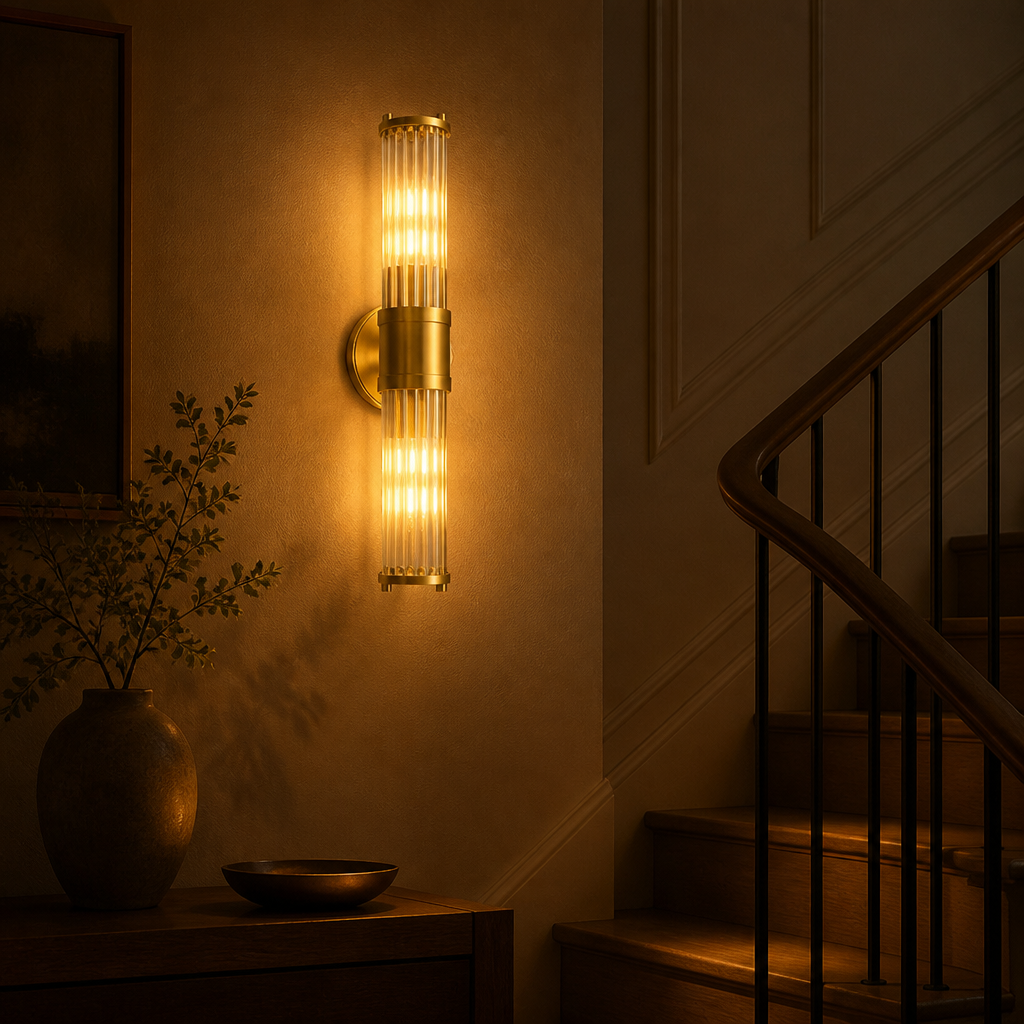 Modern Brass Crystal LED Dimmable Wall Sconce