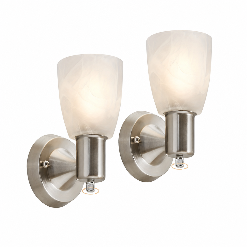 Modern Brushed Nickel Frosted Glass Wall Sconce
