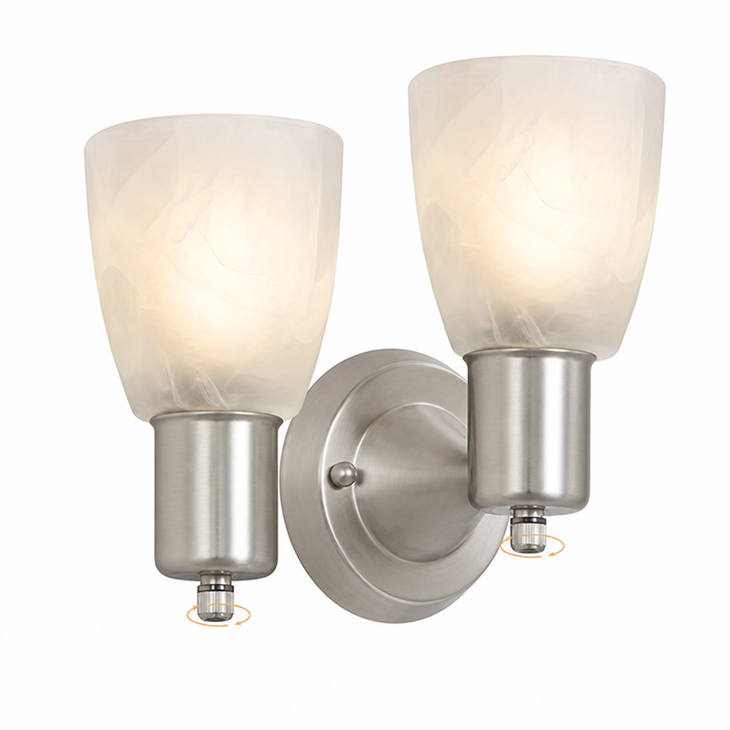 Modern Brushed Nickel Frosted Glass Wall Sconce