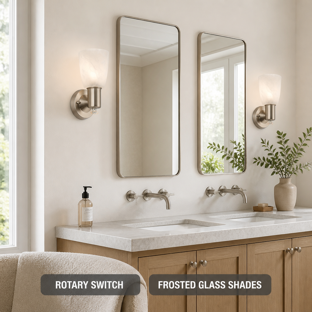 Modern Brushed Nickel Frosted Glass Wall Sconce