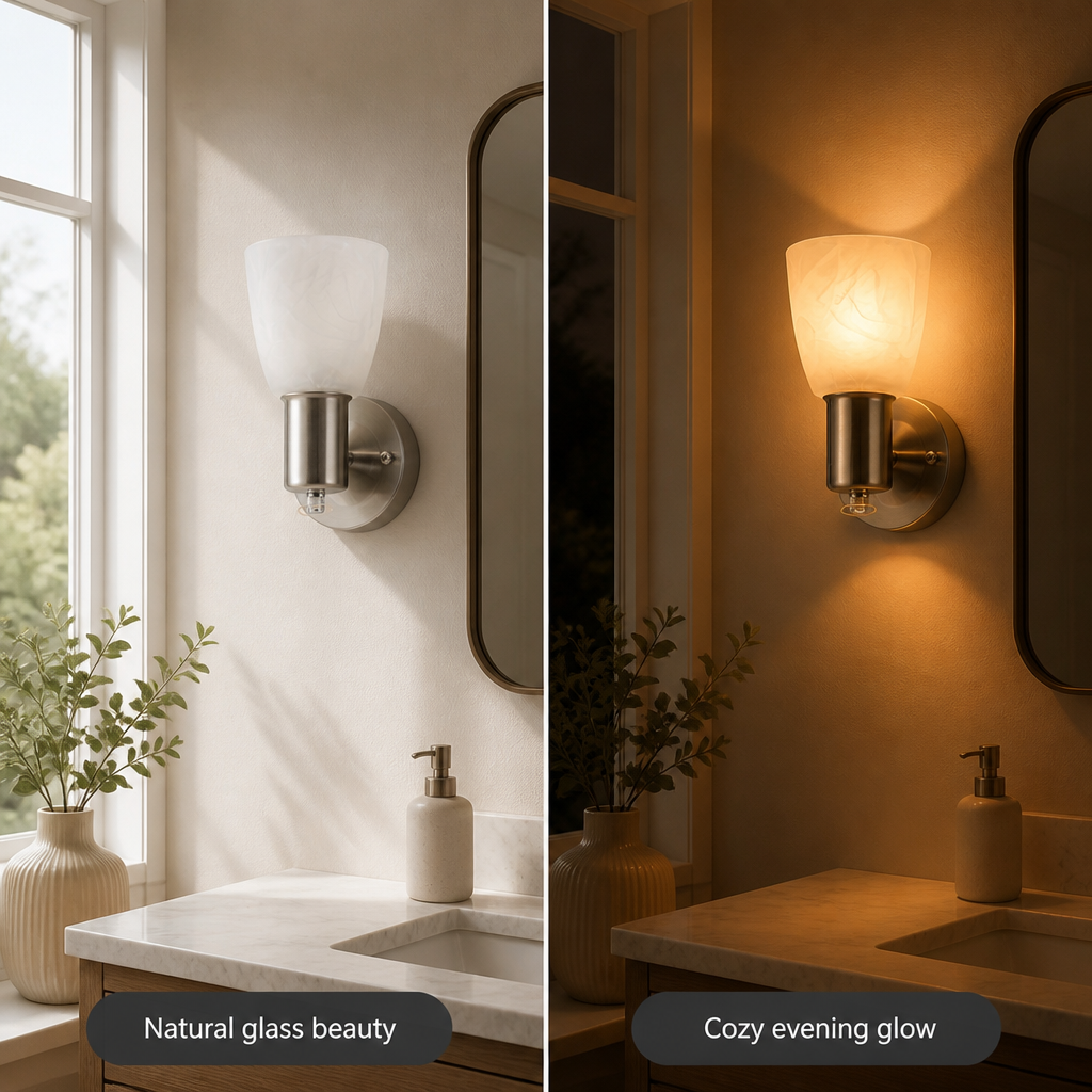 Modern Brushed Nickel Frosted Glass Wall Sconce
