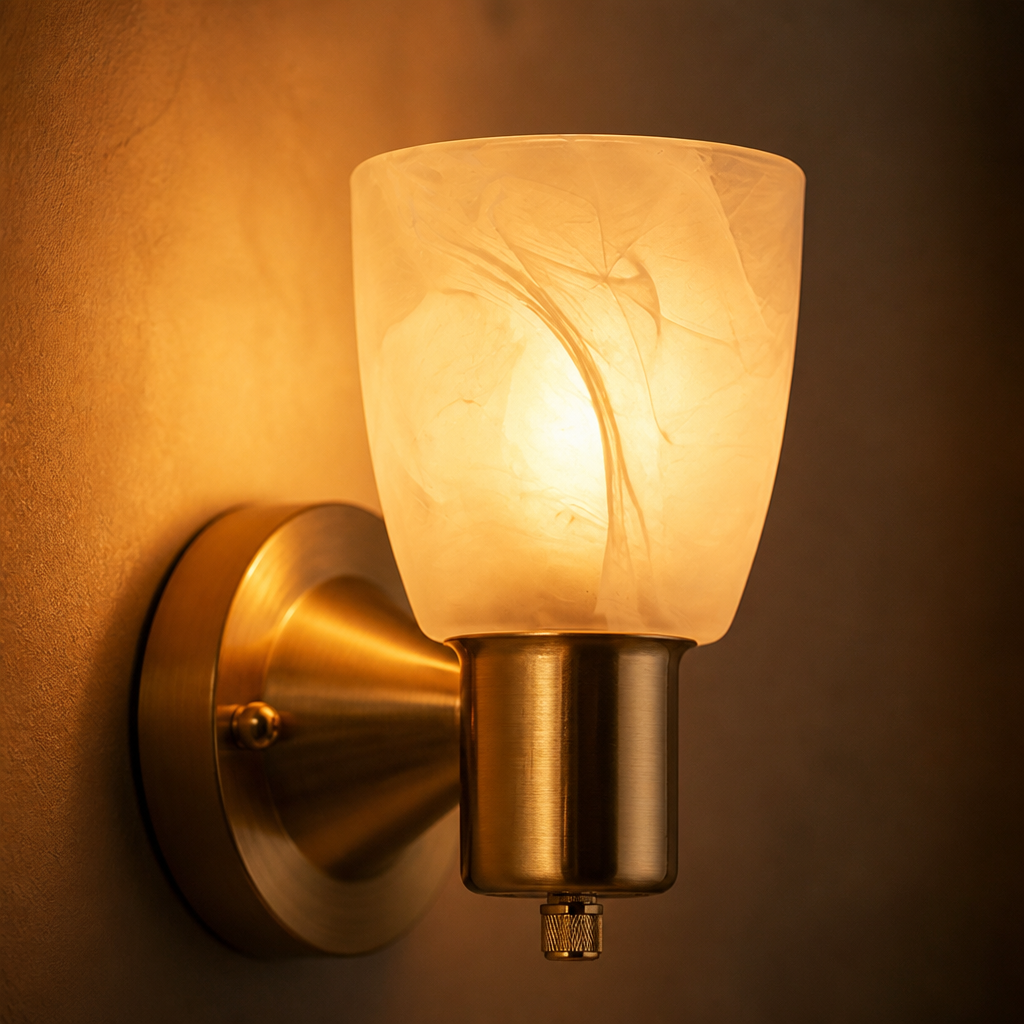 Modern Brushed Nickel Frosted Glass Wall Sconce
