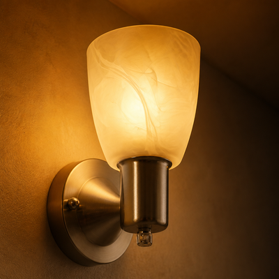 Modern Brushed Nickel Frosted Glass Wall Sconce