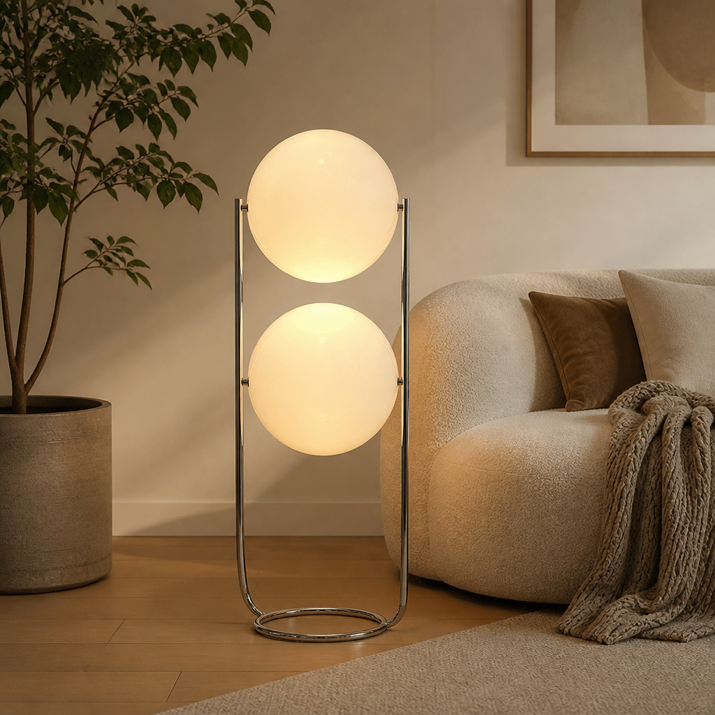 Modern Chrome Acrylic Globe Floor Lamp
