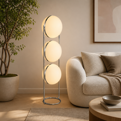 Modern Chrome Acrylic Globe Floor Lamp
