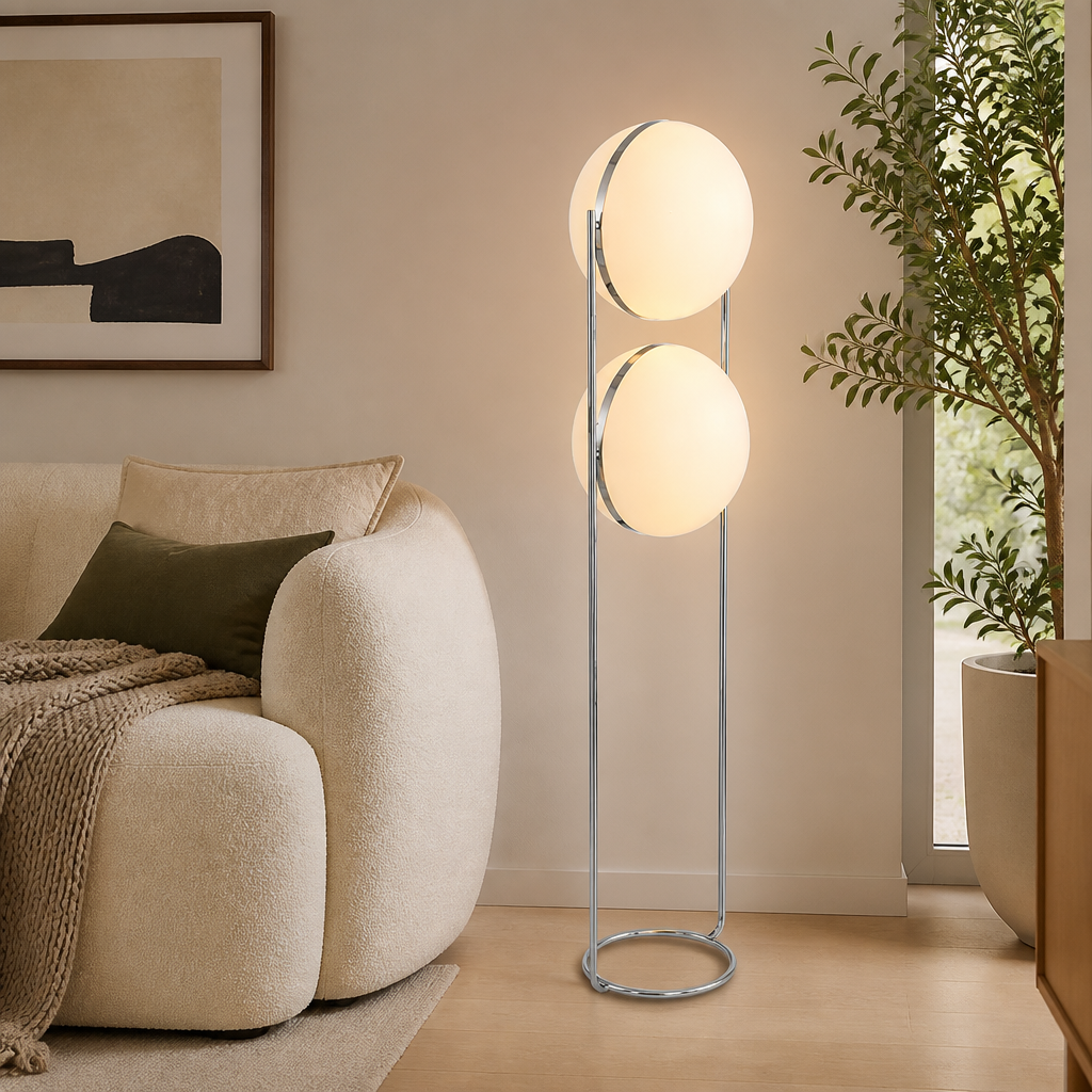 Modern Chrome Acrylic Globe Floor Lamp