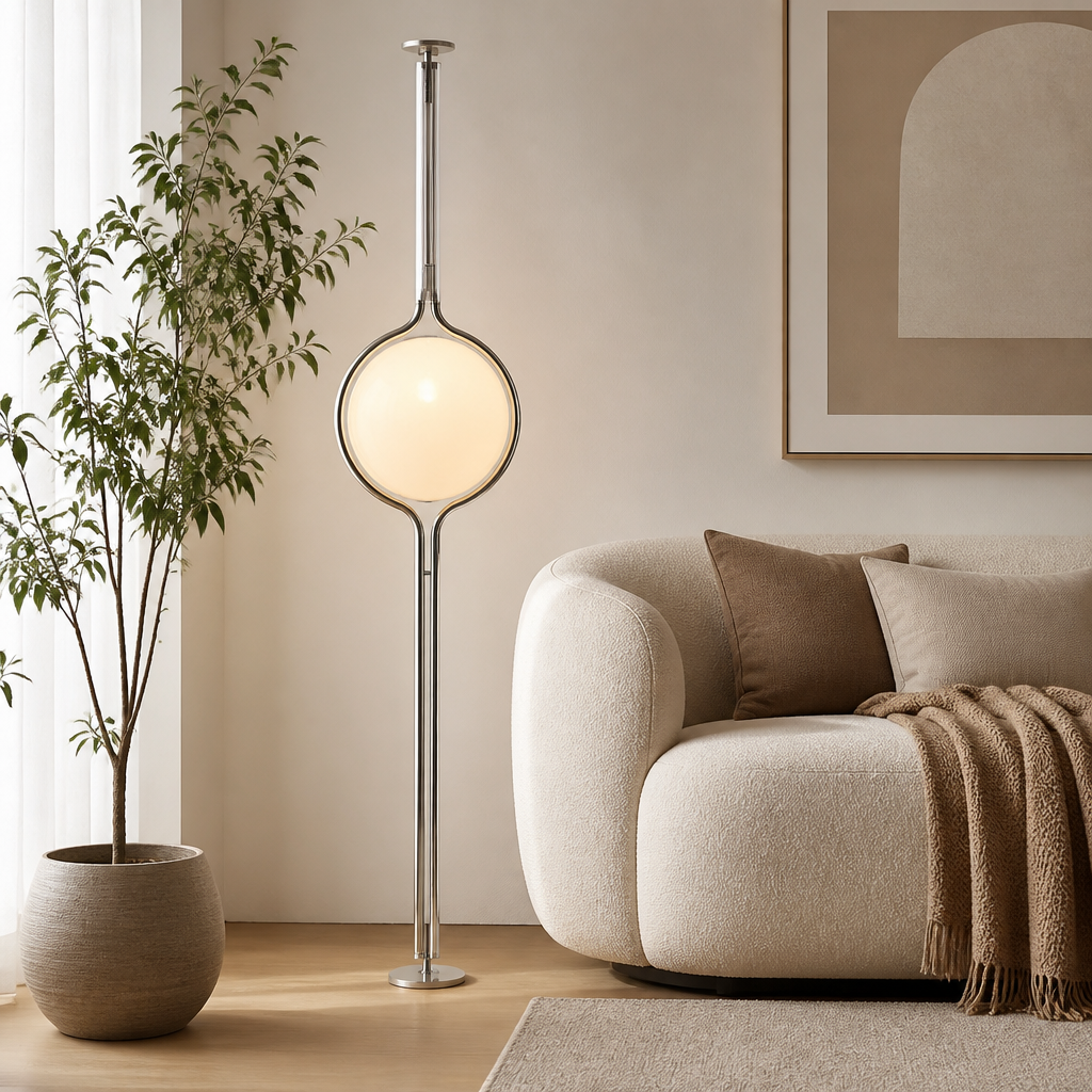 Modern Chrome Acrylic Globe Floor Lamp