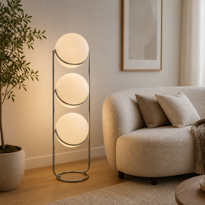 Modern Chrome Acrylic Globe Floor Lamp