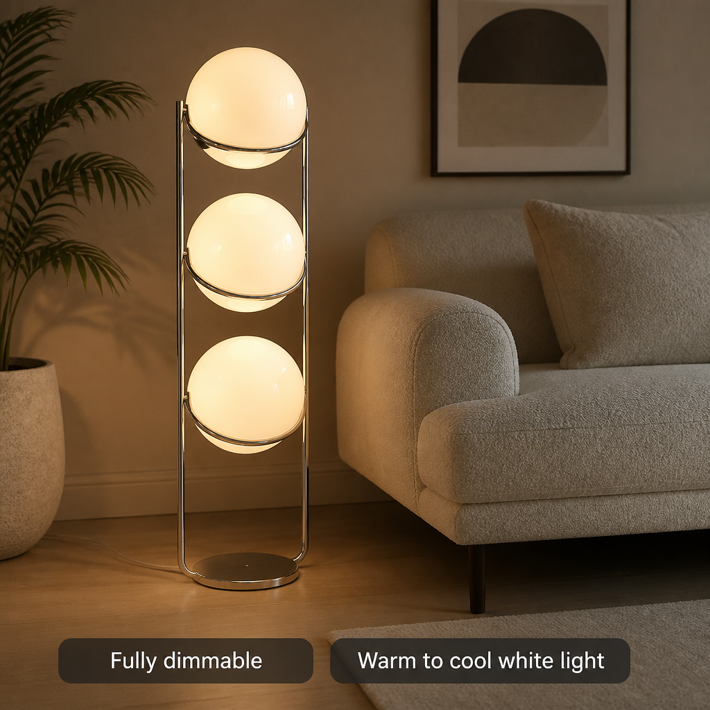 Modern Chrome Acrylic Globe Floor Lamp